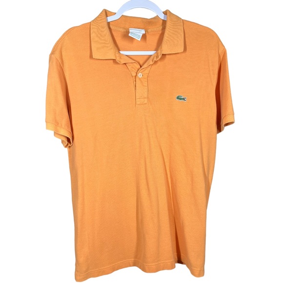 La Coste Mens Orange Polo Short Sleeve Sz 7 Slim Fit Embroidered Alligator Logo - Picture 1 of 6